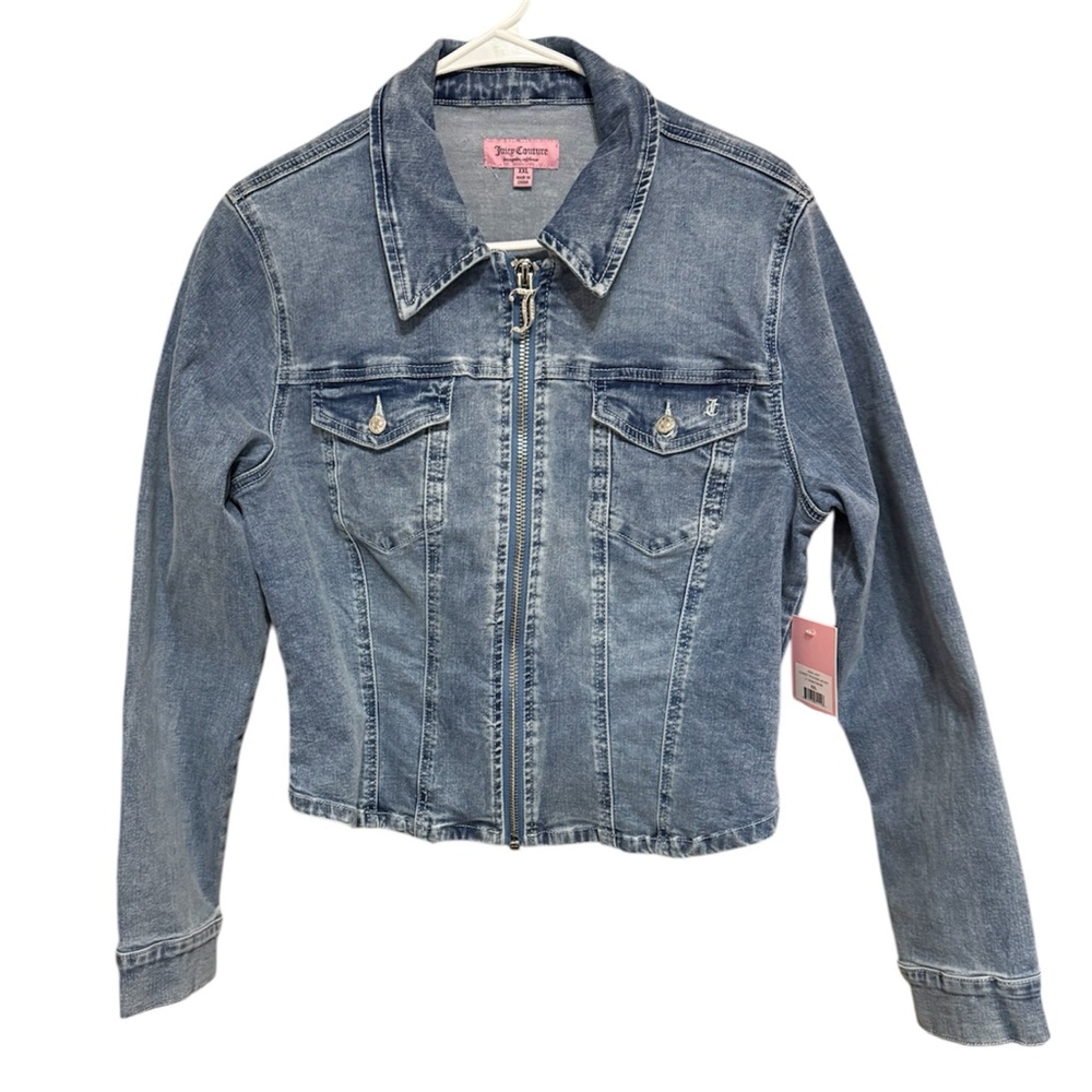 Juicy Couture Corset Denim Jacket Rhinestone Back Juniors XXL Fits Women’s Large